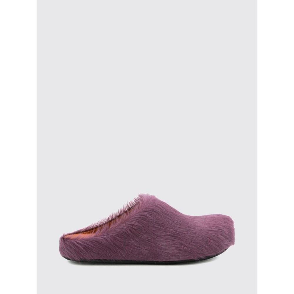 Marni Women Low-Heeled Fur Sabot Mules Marni With A Round Toe